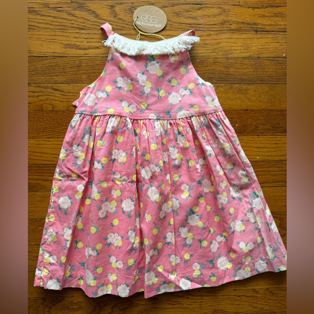 NWT Egg by Susan Lazar Floral Pink Sundress with Fringe Detail